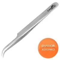 Пинцет для ресниц C-1, длина 11,5см серебристый (ручная заточка) Eva Bond (Ева бонд)